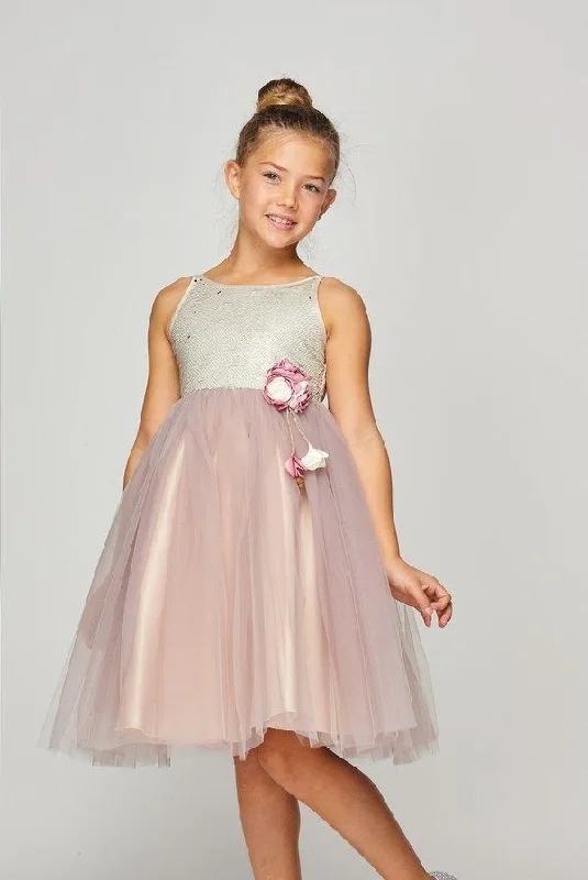 Sleeveless Short Sequins Flower Girl Dress Plus Size Sequin