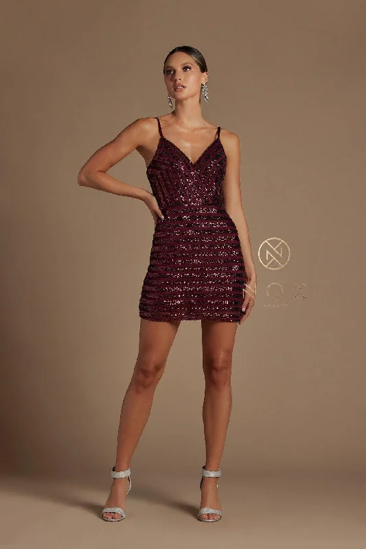 Short Spaghetti Strap Formal Sequins Dress Black Sequin Gown