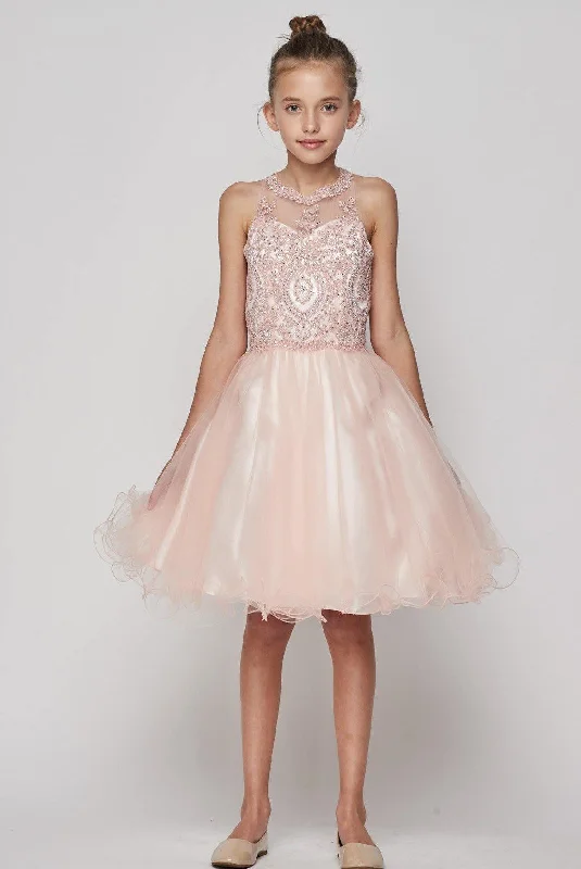 Beaded Sequin Short Flower Girl Dress Sale Hot Pink Sequin