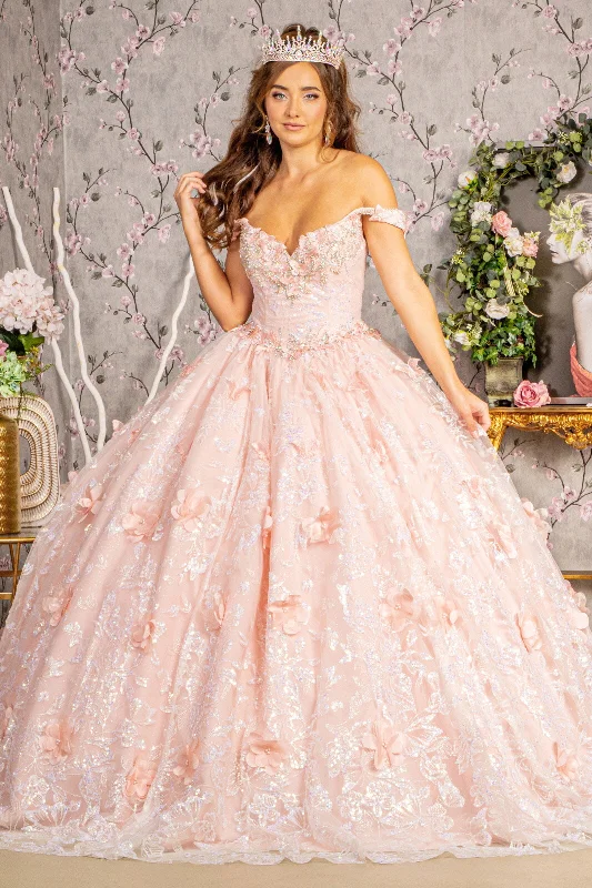 Long Sweet 16 Sequin Quinceanera Ball Gown Strapless Sequin Dress