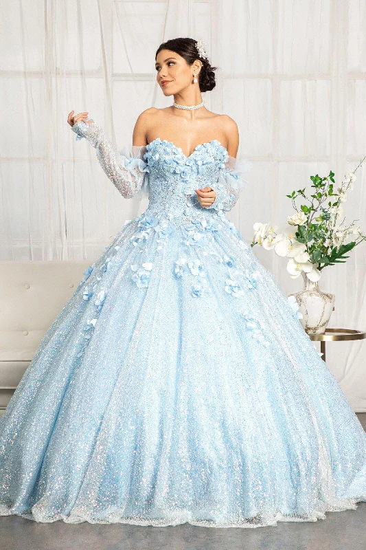 Long Ball Gown Sequins Quinceanera Dress Sequin Fit Dress