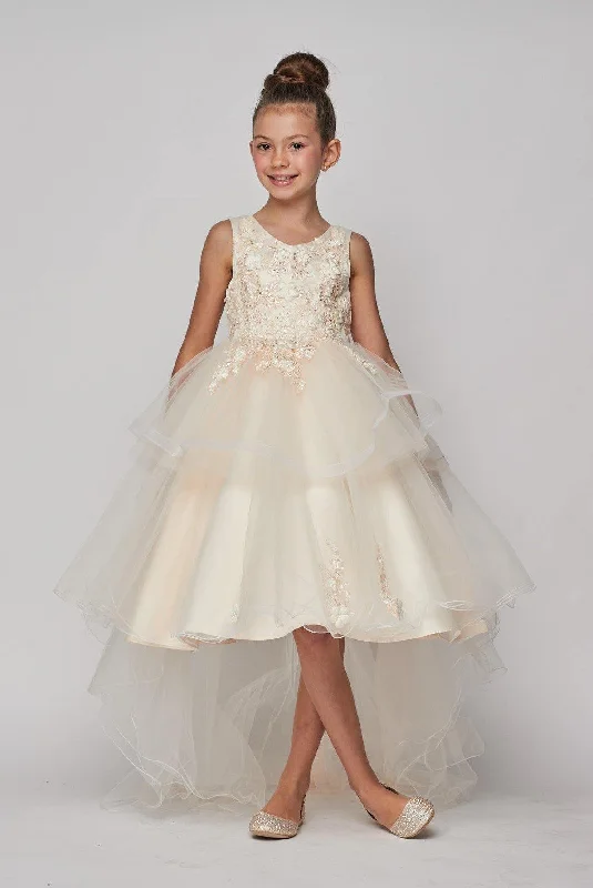 High Low Sequin Embroidered Flower Girls Dress Sparkling Sequin Dress