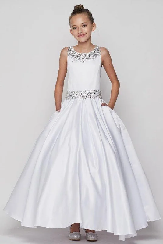 Satin and Sequin Ball Gown Flower Girl Dess Blue Sequin Dress