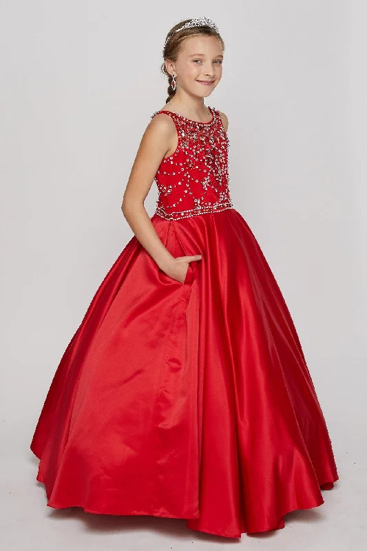 Satin and Sequin Ball Gown Flower Girl Dress Elegant Sequin Gown