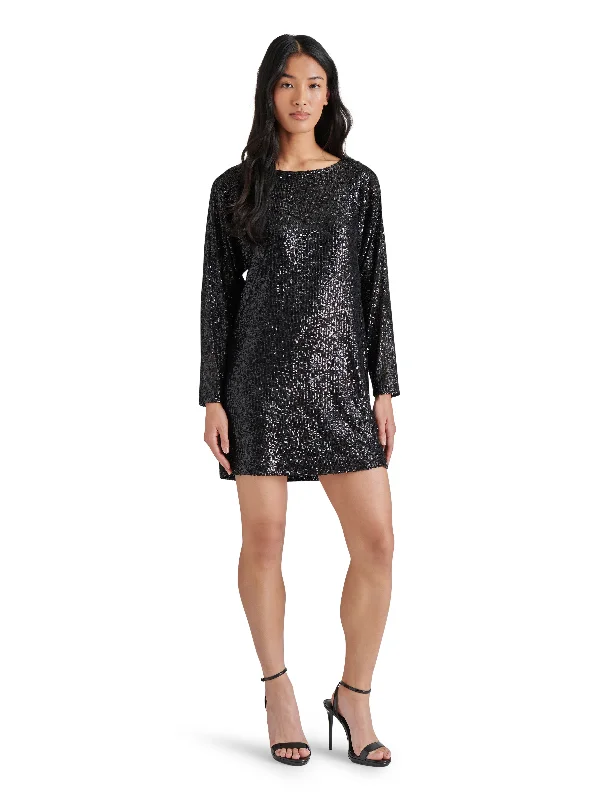 SEQUIN LONG SLEEVE DRESS Silver Sequin Dress