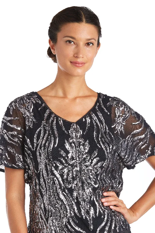 R&M Richards 7001 Butterfly Sleeve Two Tone Sequin Top Lush Sequin Dress