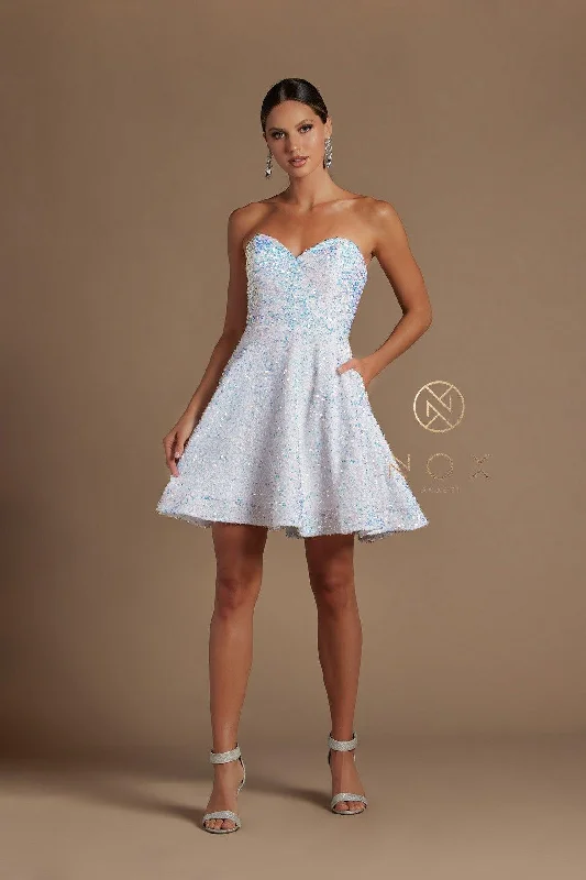 Strapless Sequins Short Homecoming Dress Flirty Sequin Dress