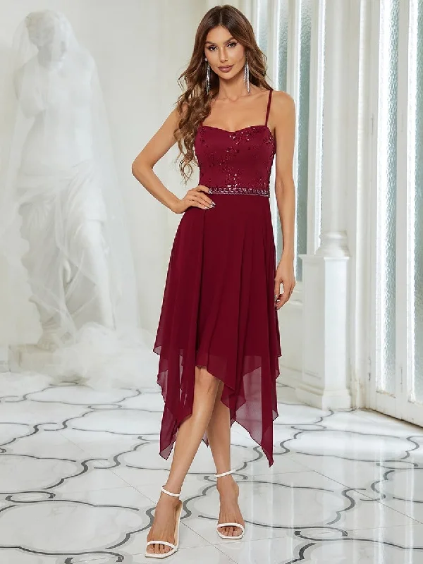 Sequin Cherry Blossom A-Line Evening Dress Sequin Dress Sleeveless