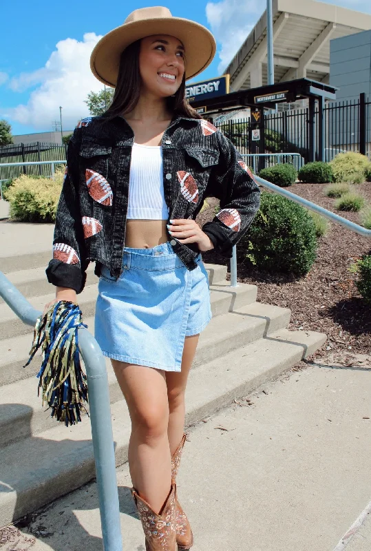 Game Day Corduroy Sequin Football Jacket