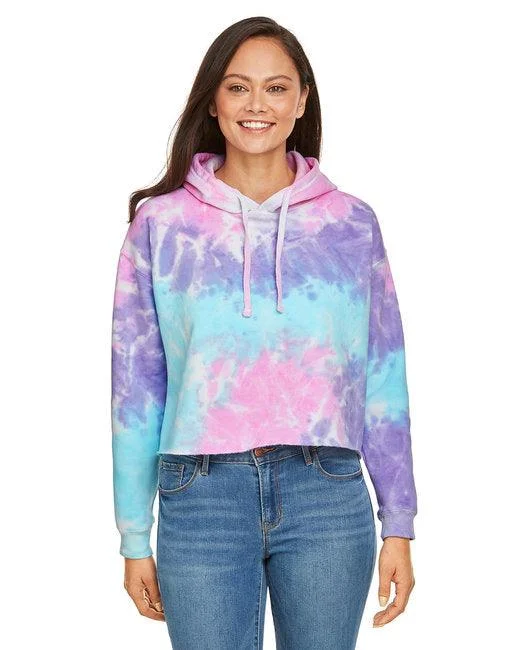 Tie-Dye Ladies' Cropped Hooded Sweatshirt CD8333 Comfy Sweatshirts for Fall