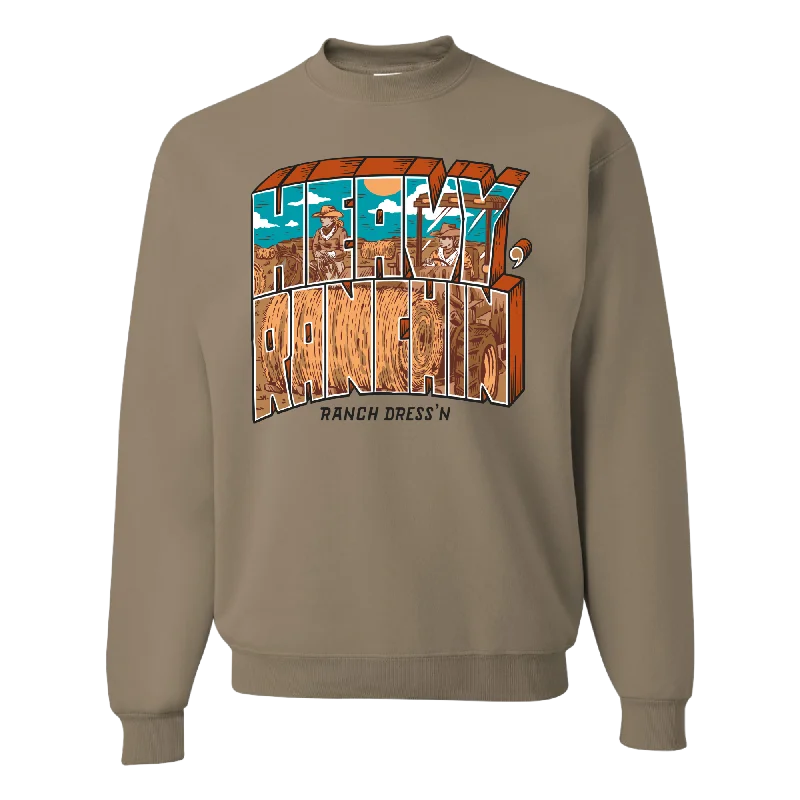 HEAVY RANCHIN' SANDSTONE CREWNECK Hoodies for Winter Wear