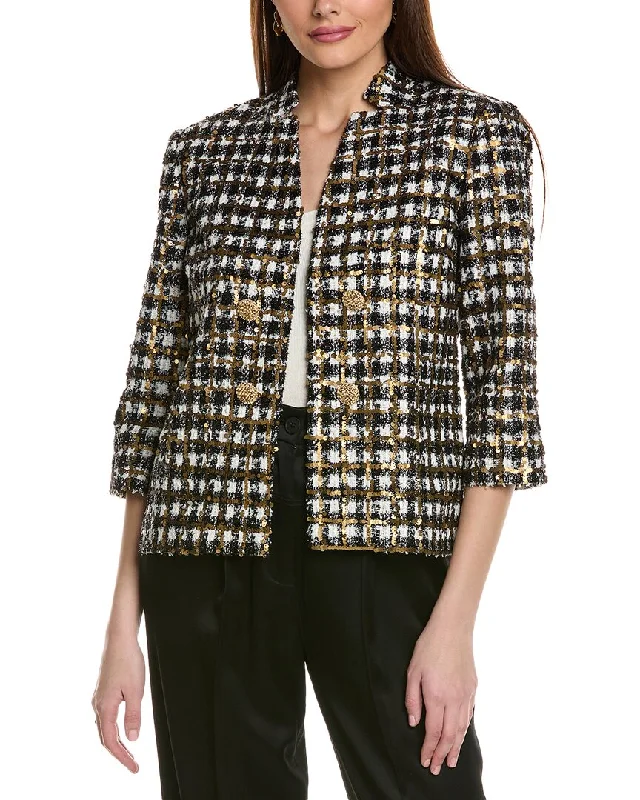 St. John Embroidered Tweed Jacket Double-breasted Blazer Jacket