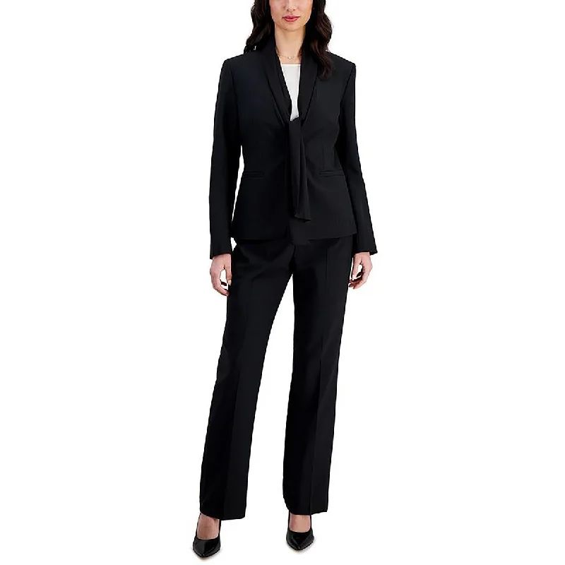 Womens Scarf-Collar Long Sleeve One-Button Suit Blazer with Lapel