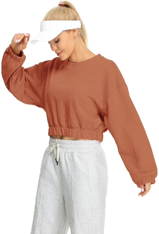 H20 icyzone Women's Oversized Fleece Lined Plain Sweatshirt, Cropped Drop Shoulder Crewneck Pullover Oversized Pullover Sweater