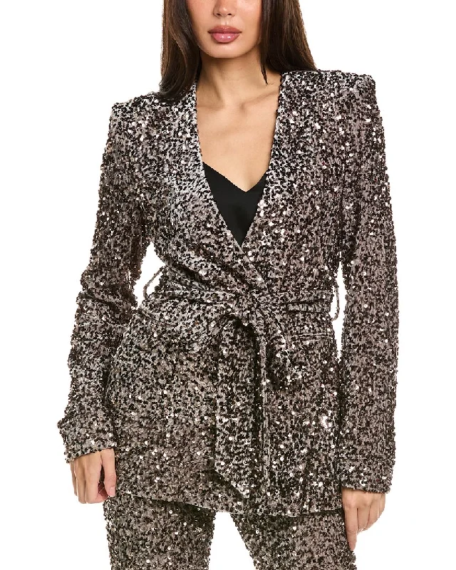 Badgley Mischka Velvet Sequin Blazer Blazer with Belt