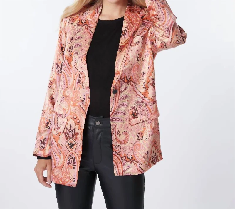 Expression Print Blazer In Multicolor/paisley Print Slim Cut Blazer