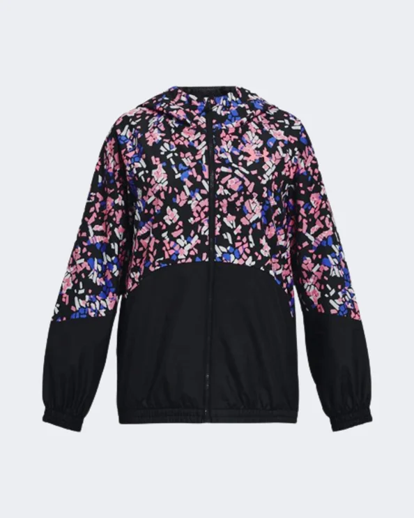 Under Armour Woven Full-Zip Girls Training Jacket Black/Multi 1371095-002 Women's gym jackets