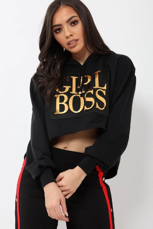 Black Girl Boss Cropped Hoodie - Kelsy Pullover Sweater Lookbook