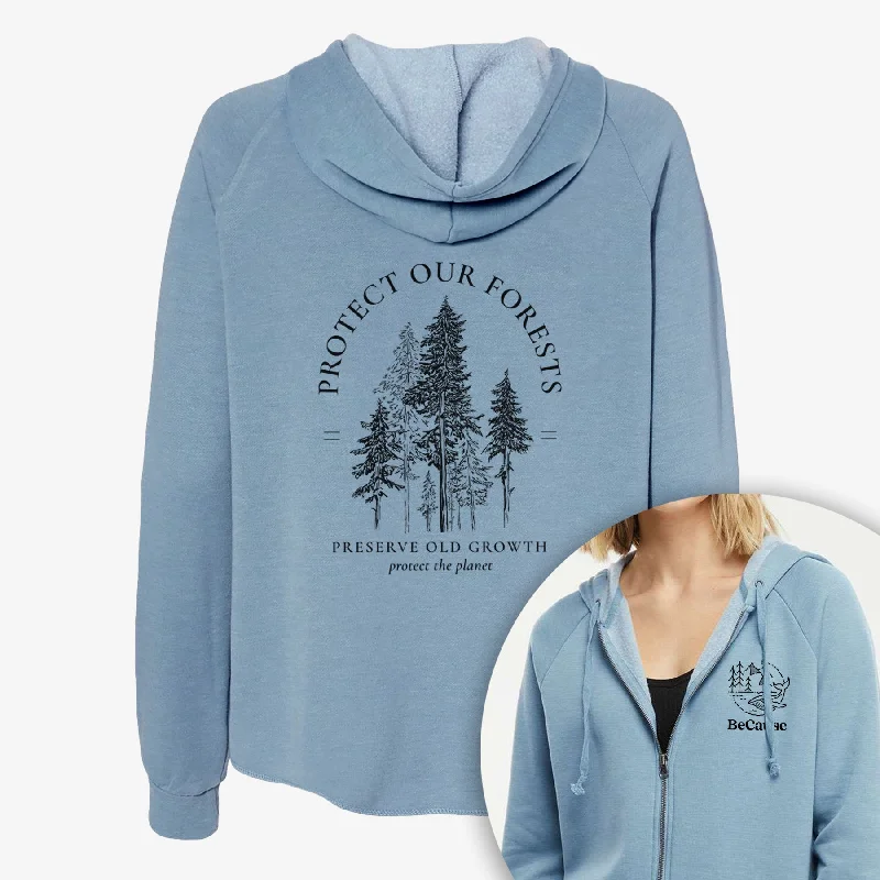 Protect our Forests - Preserve Old Growth - Women's Cali Wave Zip-Up Sweatshirt Soft Sweatshirts with Logo