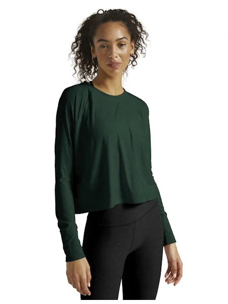 Beyond Yoga Featherweight Daydreamer Pullover - Dark Spruce Green Heather Classic Pullover Sweater