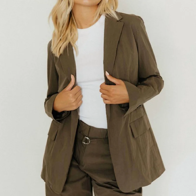 Label Technical Suiting Blazer In Wood Blazer with Ruffles