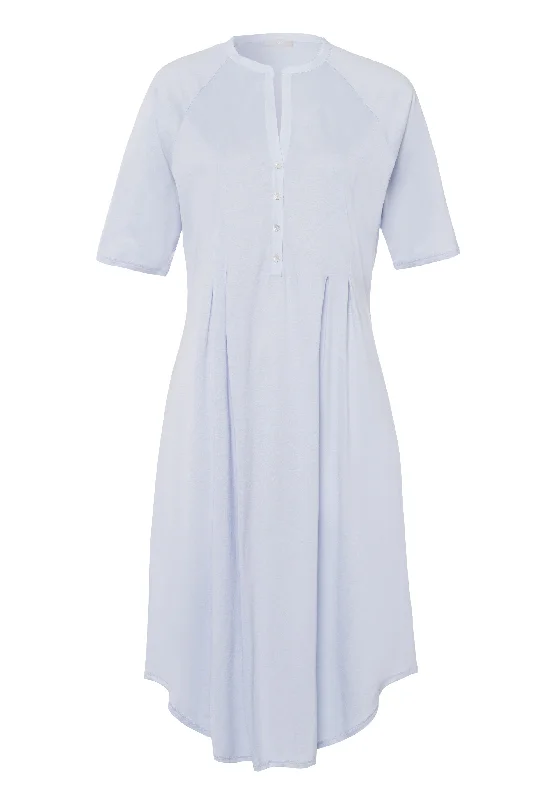 Cotton Deluxe Short Sleeve Button Front Gown | Blue Glow 77954-511 Fall pajama sets