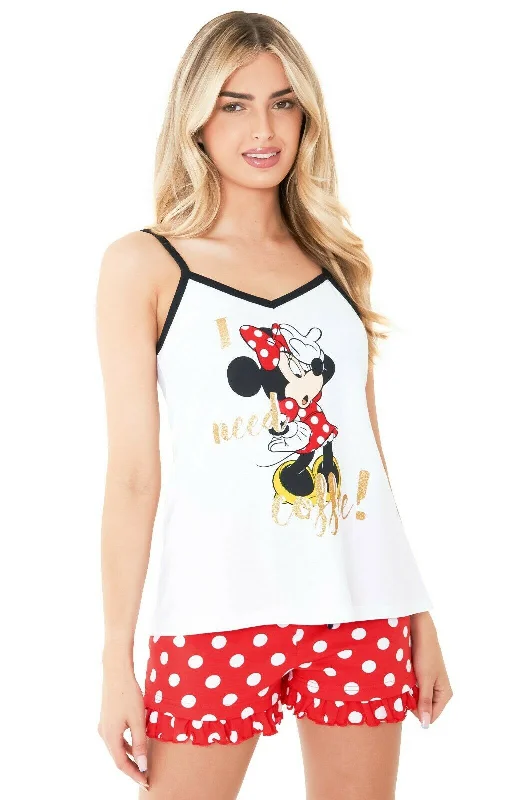 Disney Ladies Pyjamas Set, Shorts PJs for Women, Minnie Mouse Pyjamas Sleeveless pajama sets