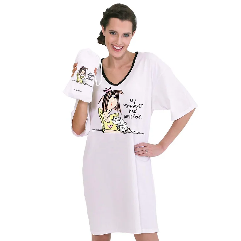 Emerson Street Clothing Co. | My Therapist Has Whiskers | Ladies Whimsical Nightshirt Trendy pajama sets for women