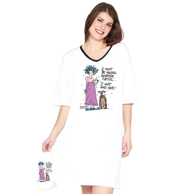 Emerson Street Clothing Co. | I can't be having another crisis, I just had one! | Ladies Nightshirt in a Bag Custom pajama sets with names