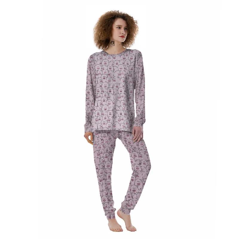 Pig Cute Pink Print Pattern Women's Pajamas Maternity pajama sets