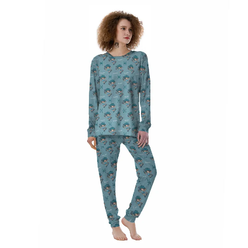 Pisces Cute Cartoon Print Pattern Women's Pajamas Postpartum pajama sets