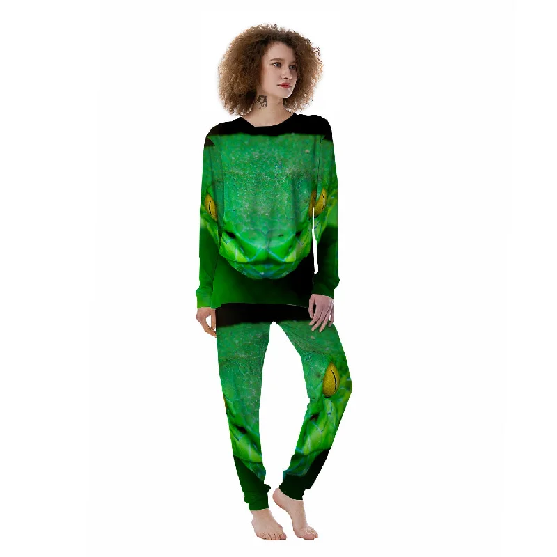 Pit Viper Green Print Women's Pajamas Long sleeve pajama sets