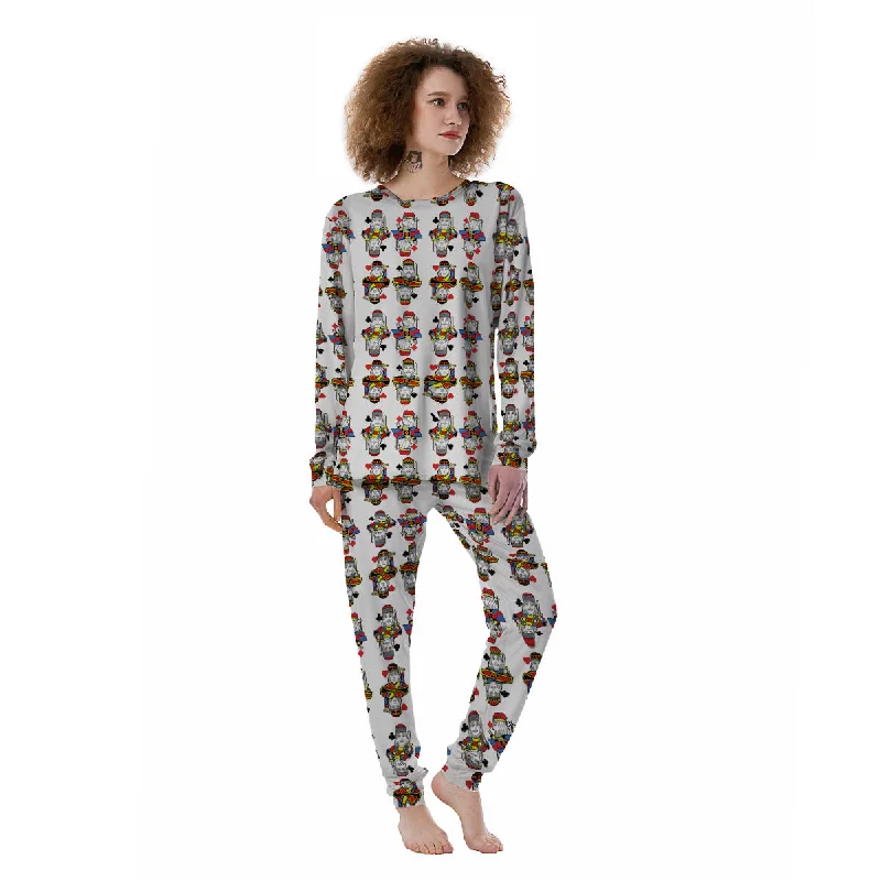 Playing Cards Four Kings Print Pattern Women's Pajamas Men's pajama sets