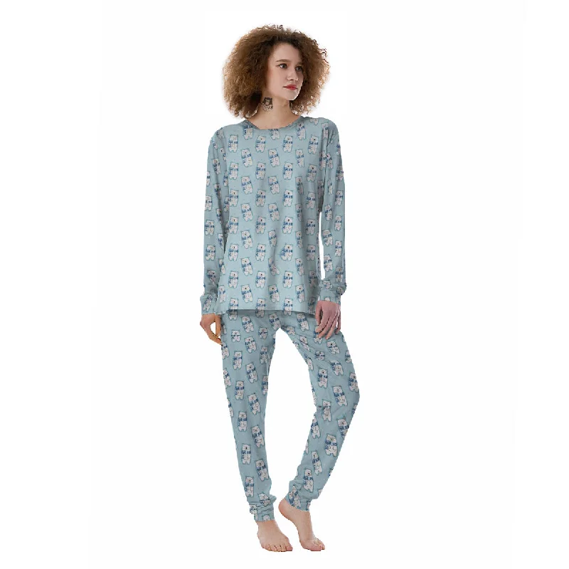 Polar Bear Cute Print Pattern Women's Pajamas Long sleeve pajama sets