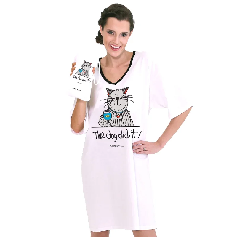 Emerson Street Clothing Co. | The Dog Did It | Ladies Whimsical Nightshirt Satin pajama sets