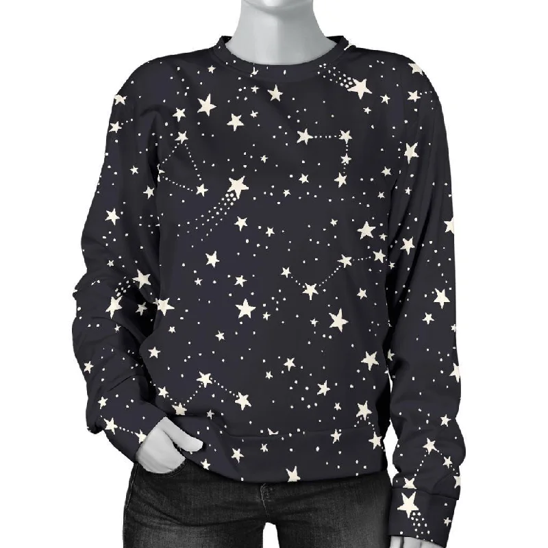 Constellation Star Print Pattern Women's Sweatshirt Outdoor sweaters