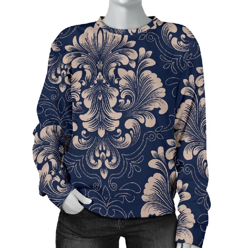 Damask Pattern Print Women's Sweatshirt Luxury sweaters