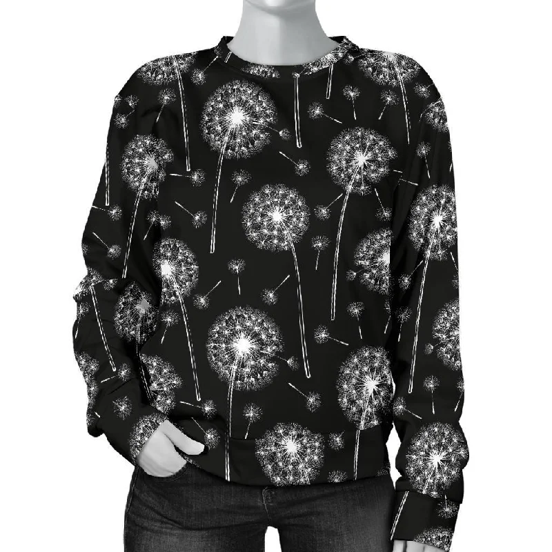 Dandelion Black Pattern Print Women's Sweatshirt Cashmere sweaters