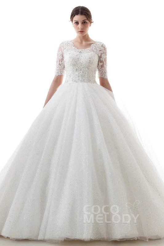 Princess Court Train Tulle Wedding Dress B14TB0056 Sexy Satin Gown