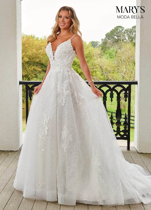 Mary's Bridal MB2144 - Embroidered Sleeveless Wedding Gown A-line Wedding Gown