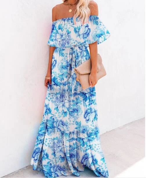 Levy Floral Off The Shoulder Maxi Dress Hot new arrivals in maxi dresses