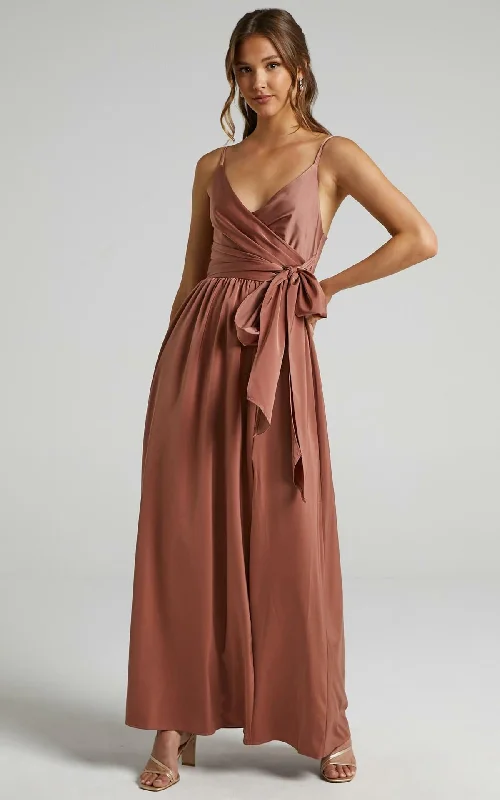 Limelight Satin High Low Maxi Dress - Mauve Fall maxi dresses