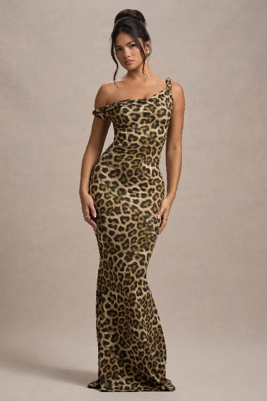 Lita | Leopard Print Twisted Asymmetric Maxi Dress Winter maxi dresses