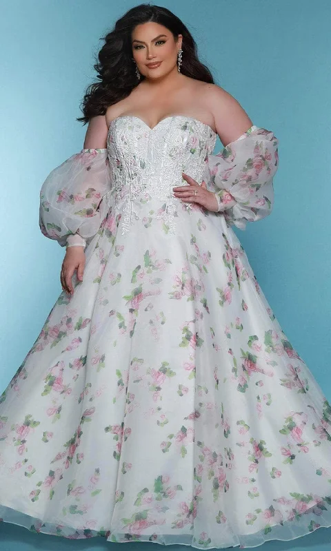 Sydney's Closet Bridal SC5323 - Floral Printed Sweetheart Neck Prom Gown Birthday party dresses