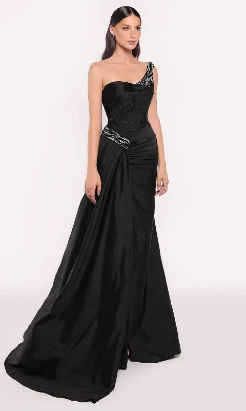 Tarik Ediz 98742 - Beaded One Shoulder Evening Gown Minimalist party dresses