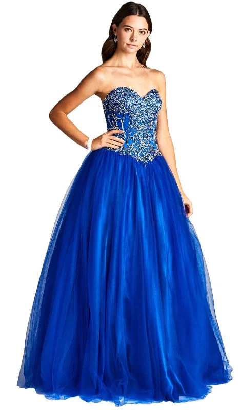 Trevi Collection - Bejeweled Strapless Sweetheart Evening Ballgown Comfortable party dresses for all-night wear