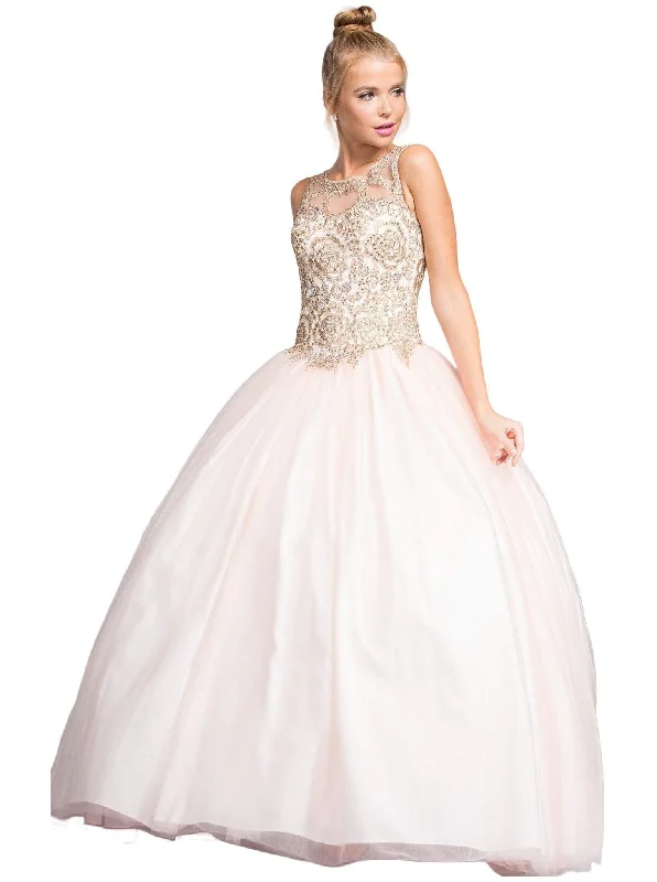 Trevi Collection - Embellished Illusion Bateau Evening Ballgown Fashion-forward party dresses