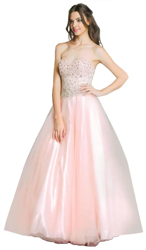 Trevi Collection - Iridescent Sweetheart A-Line Evening Gown Leather party dresses