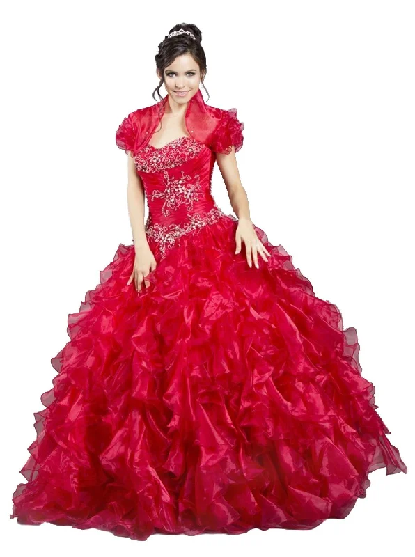 Trevi Collection - Ruffled Sweetheart Ballgown with Bolero Chic party dresses