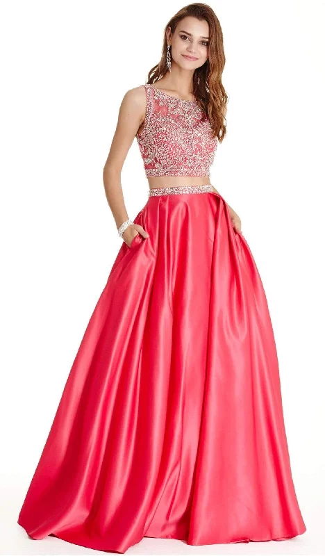 Trevi Collection - Two Piece Illusion Bateau Evening Ballgown Flowy party dresses